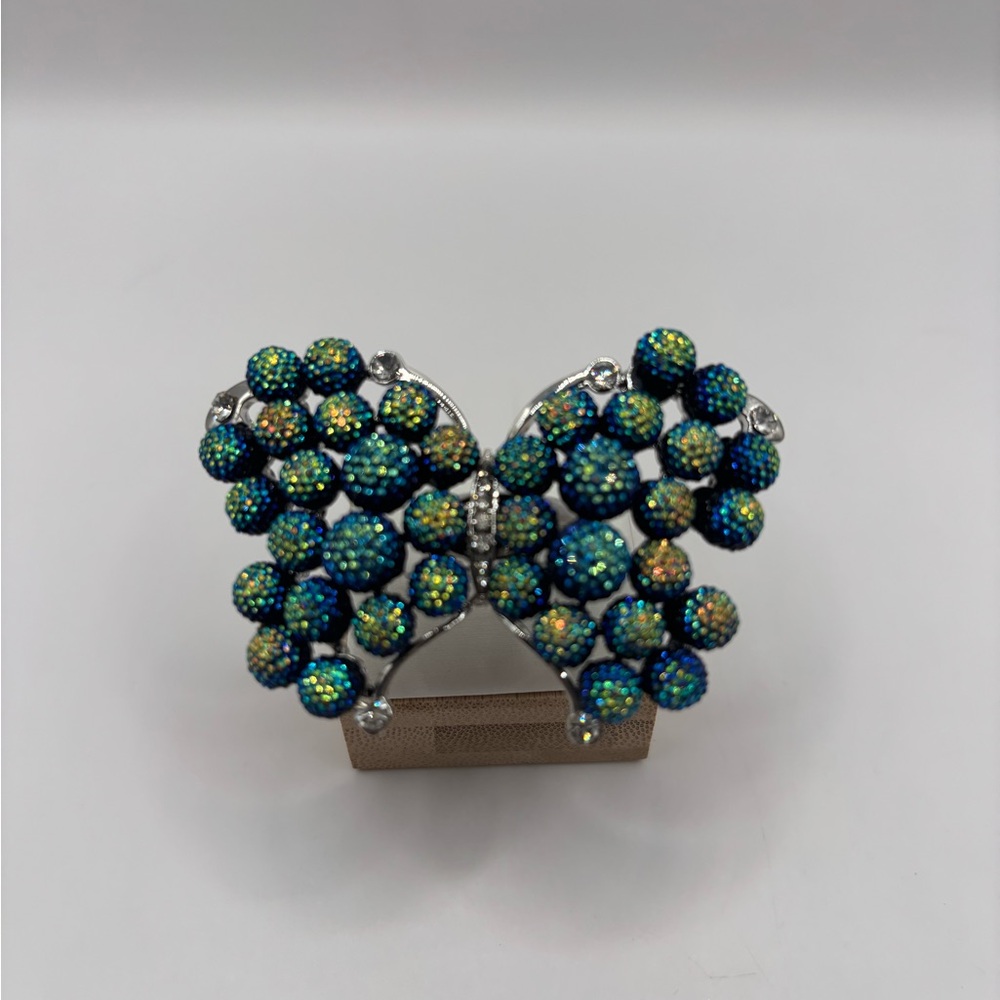 Vintage Peacock Rhinestone Butterfly Ring - Picture 4 of 10
